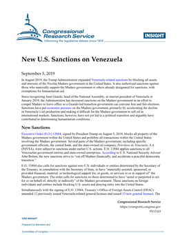 New U.S. Sanctions on Venezuela