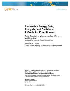 Renewable Energy Data, Analysis, and Decisions: a Guide For