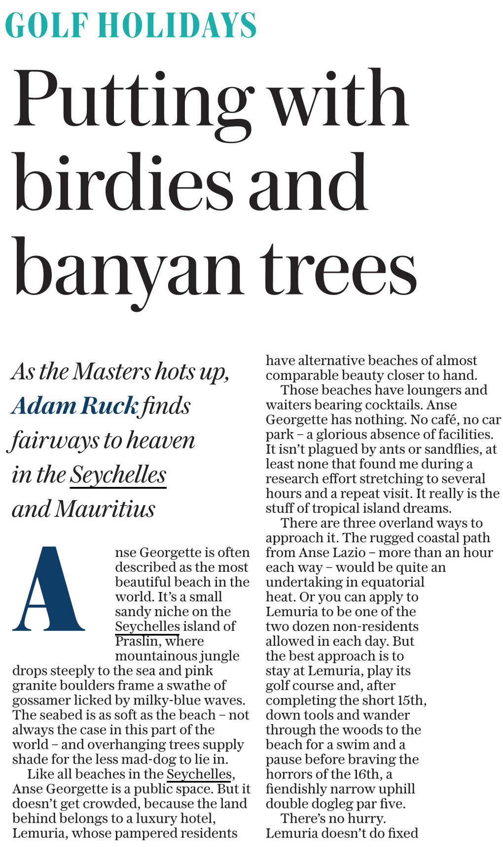 Putting with Birdies and Banyan Trees