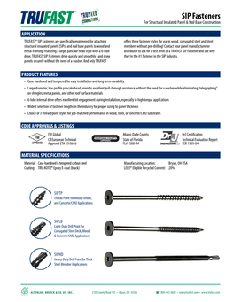 SIP Fasteners for Structural Insulated Panel & Nail Base Construction