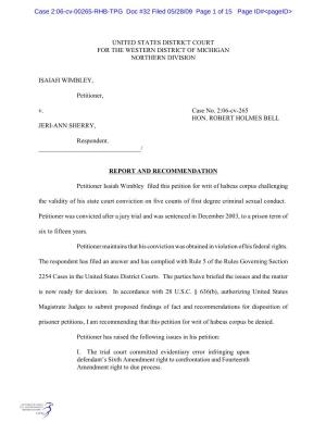 Case 2:06-Cv-00265-RHB-TPG Doc #32 Filed 05/28/09 Page 1 of 15