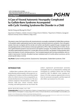 A Case of Visceral Autonomic Neuropathy Complicated by Guillain-Barre Syndrome Accompanied with Cyclic Vomiting Syndrome-Like Disorder in a Child