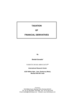 Taxation of Financial Derivatives