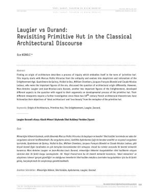 Laugier Vs Durand: Revisiting Primitive Hut in the Classical Architectural Discourse