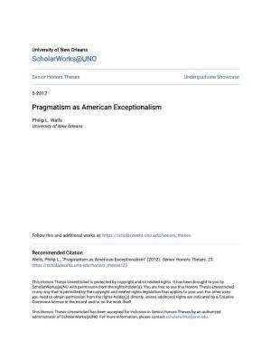 Pragmatism As American Exceptionalism