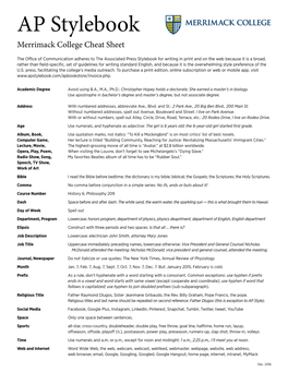 AP Stylebook Merrimack College Cheat Sheet