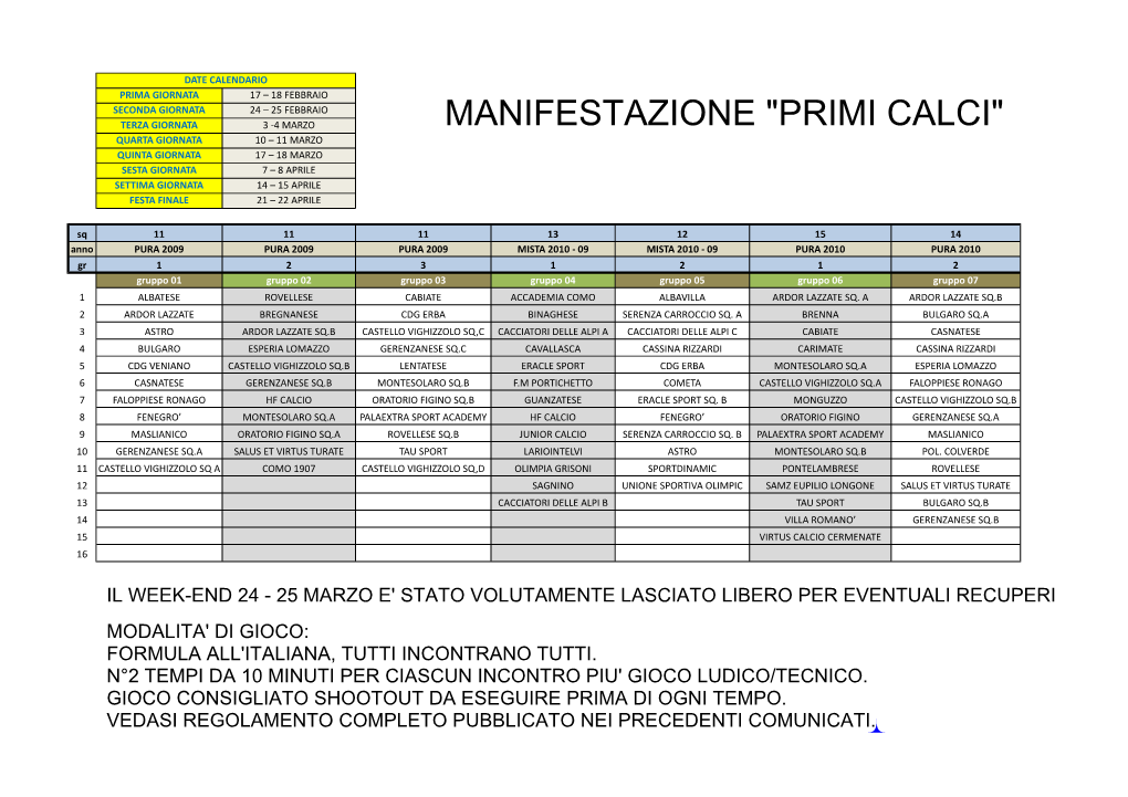 Manifestazione "Primi Calci"