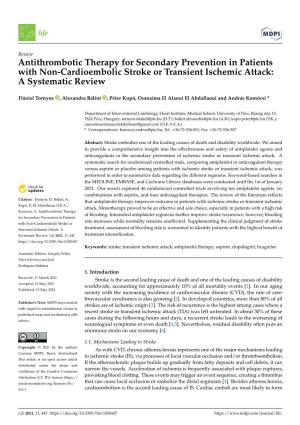Antithrombotic Therapy for Secondary Prevention in Patients with Non-Cardioembolic Stroke Or Transient Ischemic Attack: a Systematic Review