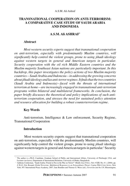 Transnational Cooperation on Anti-Terrorism: a Comparative Case Study of Saudi Arabia and Indonesia