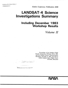 LANDSAT-4 Science Investigations Summary N/ A