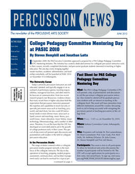 June 2010 Percussion News