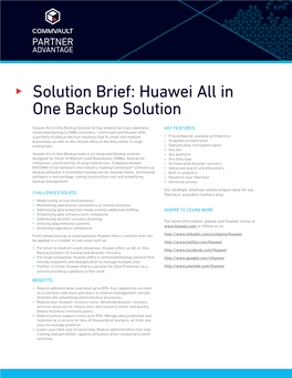 Solution Brief: Huawei All in One Backup Solution