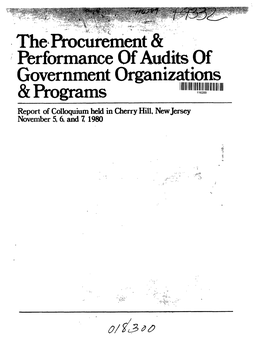 The Procurement & Performance of Audits of Government