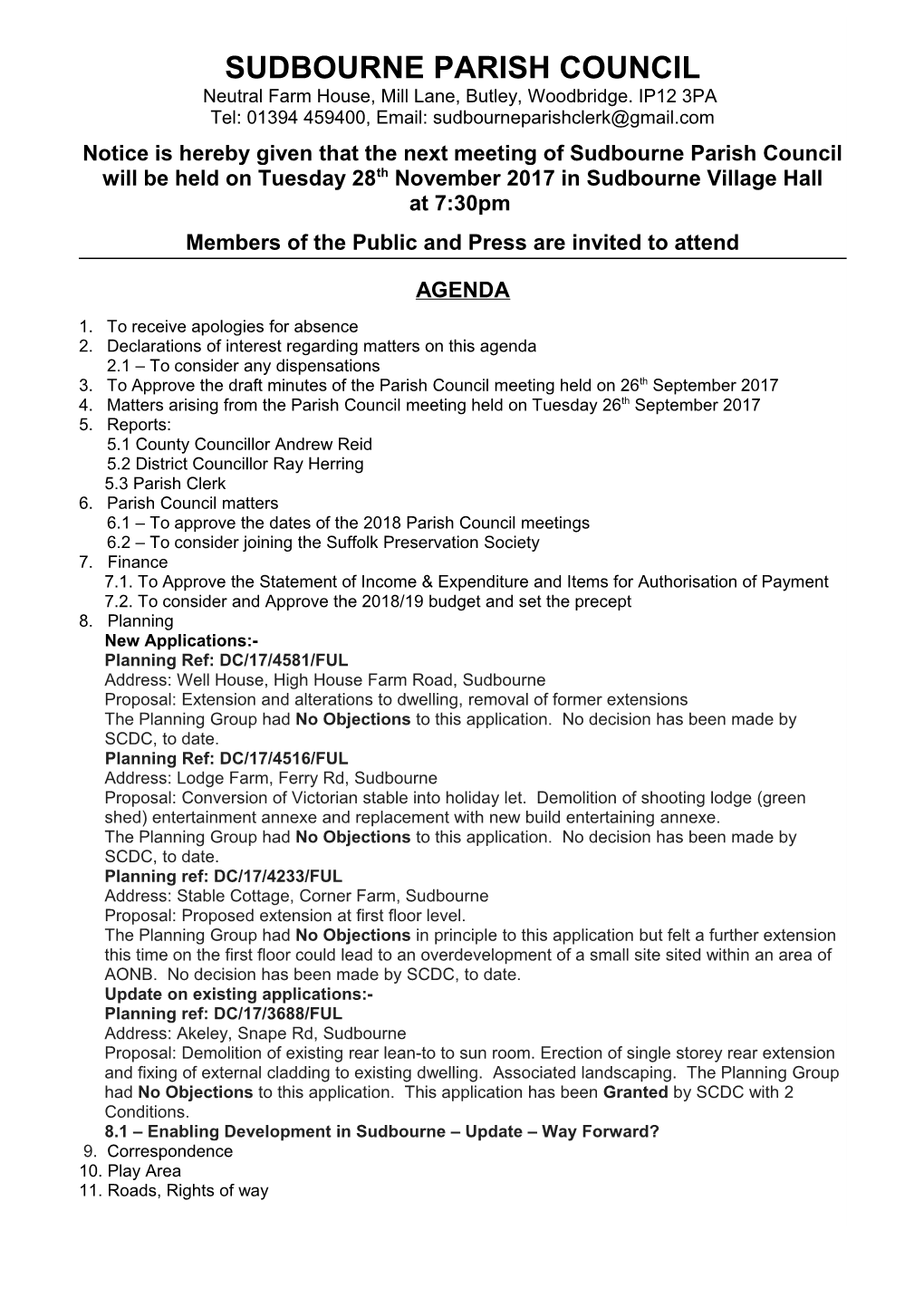 Sudbourne Parish Council