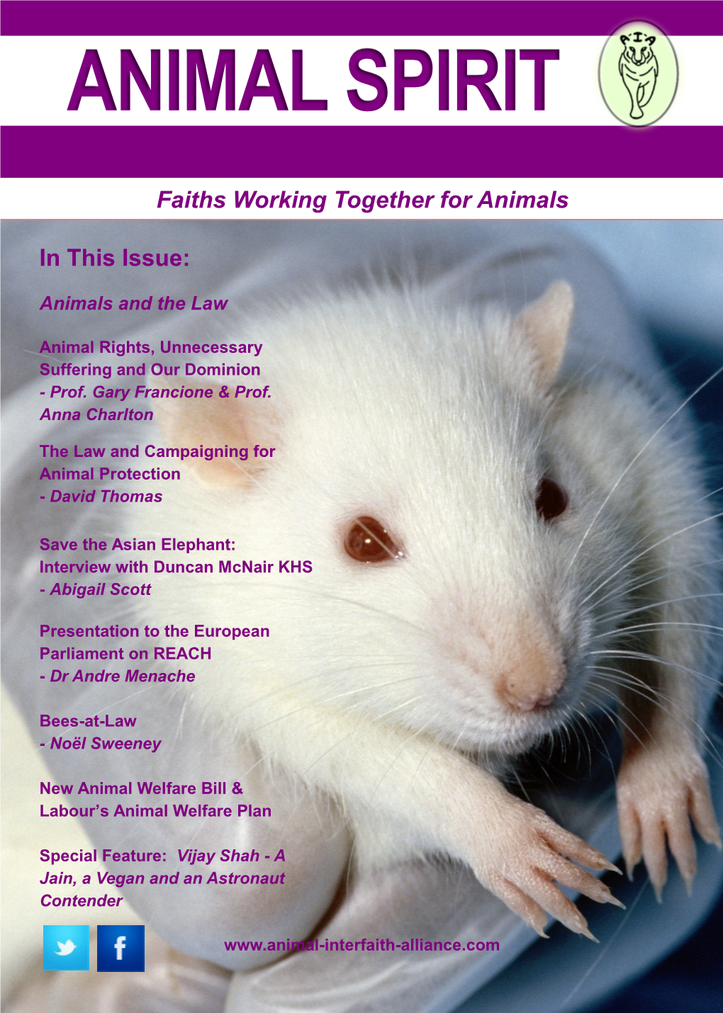 ANIMAL SPIRIT the Animal Interfaith Alliance Magazine Spring 2018 - Issue 8