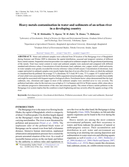 Heavy Metals Contamination in Water and Sediments of an Urban River in a Developing Country