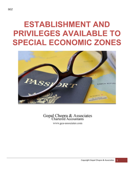 Establishment and Privileges Available to Special Economic Zones