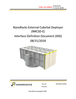 Nanoracks External Cubesat Deployer (NRCSD-E) Interface Definition Document (IDD) 08/31/2018