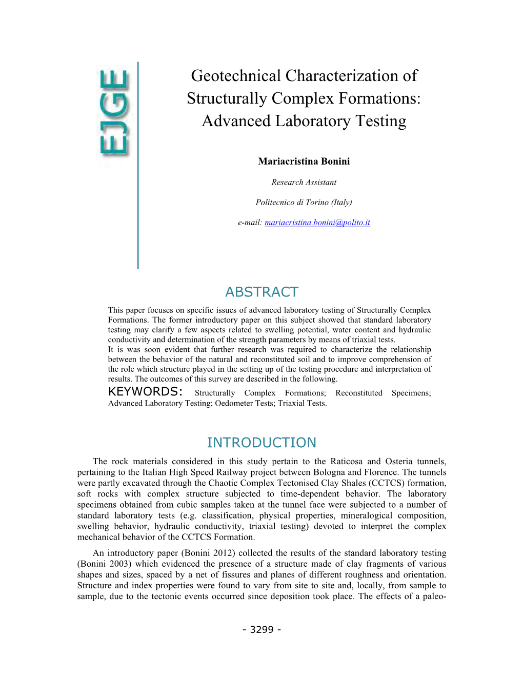 Geotechnical Characterization of Structurally Complex Formations: Advanced Laboratory Testing