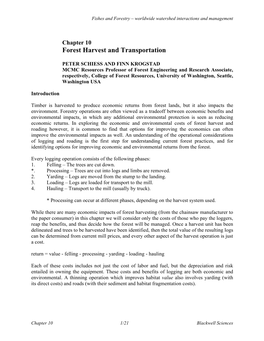 Chapter 10 Forest Harvest and Transportation
