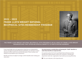 2022 Frank Lloyd Wright National Reciprocal Sites Membership Program