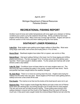 Archived Weekly Fishing Reports for April, May and June 2017