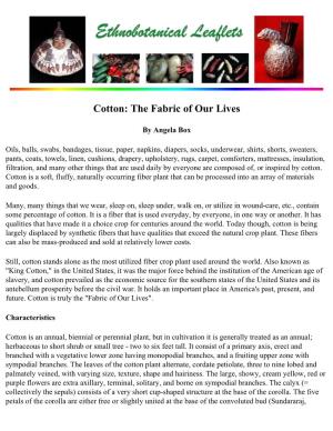 Cotton: the Fabric of Our Lives
