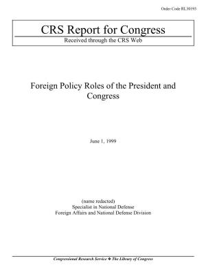 Foreign Policy Roles of the President and Congress