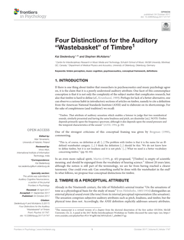 Four Distinctions for the Auditory ``Wastebasket'' of Timbre