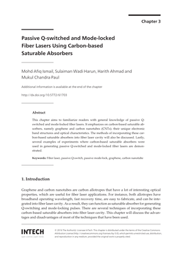 Passive Q-Switched and Mode-Locked Fiber Lasers Using Carbon-Based Saturable Absorbers