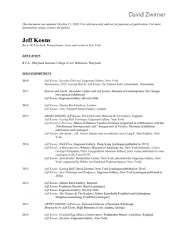 Jeff Koons Born 1955 in York, Pennsylvania