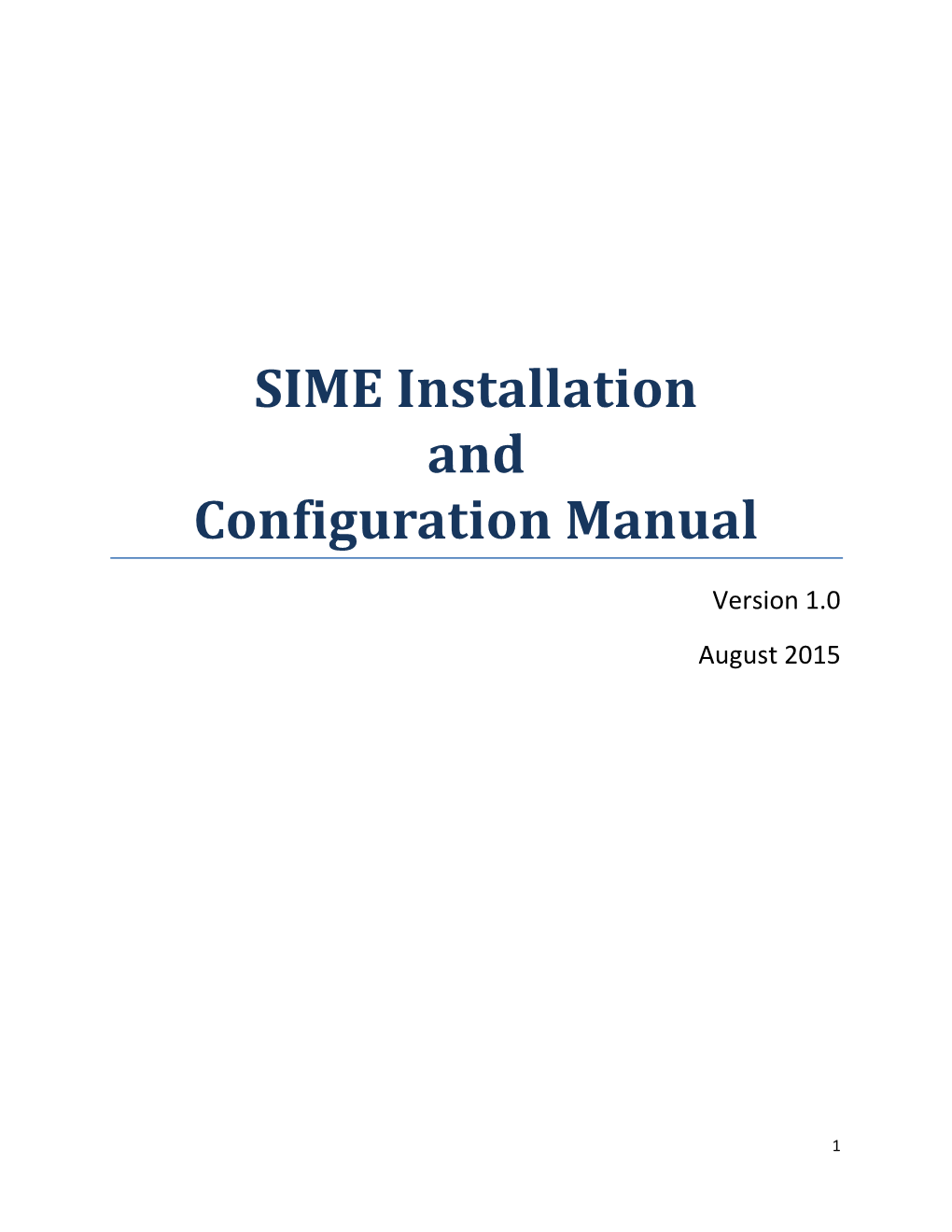 SIME Installation and Configuration Manual