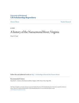 A History of the Nansemond River, Virginia Peter R