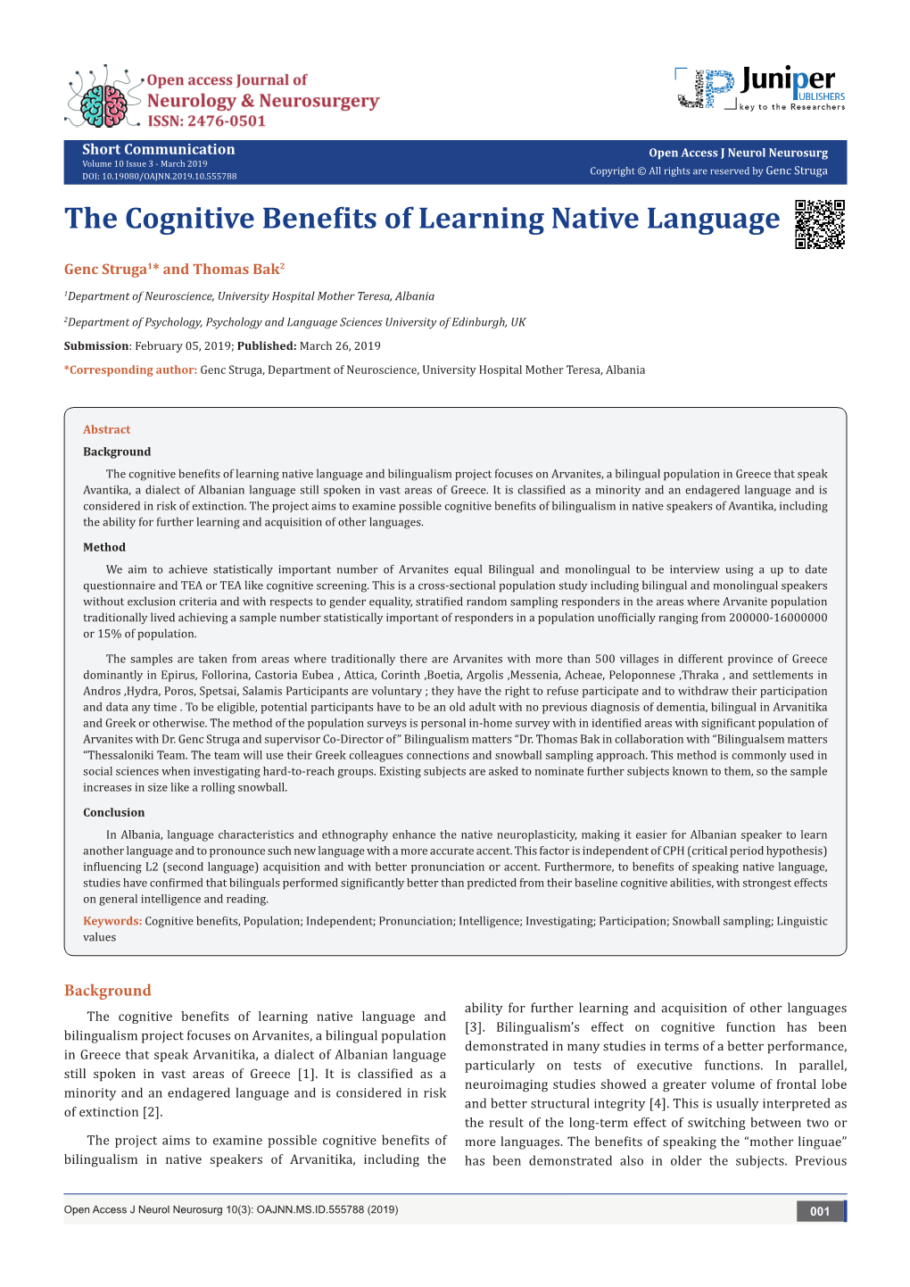 The Cognitive Benefits of Learning Native Language