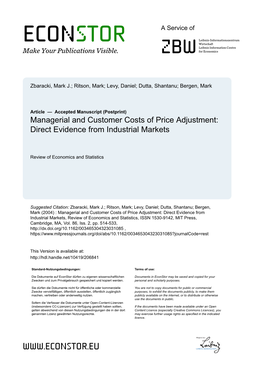 Managerial and Customer Costs of Price Adjustment: Direct Evidence from Industrial Markets
