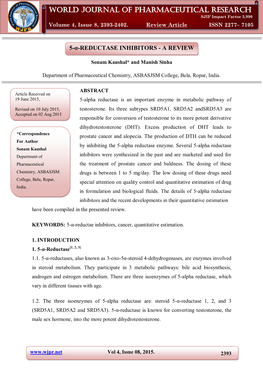 World Journal of Pharmaceutical Research Sonam Et Al