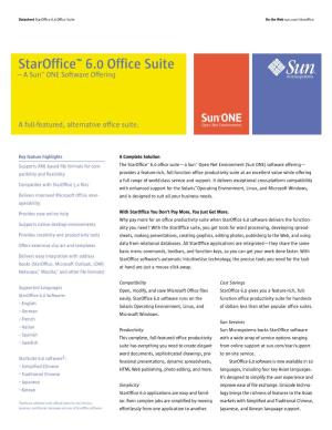 Staroffice™ 6.0 Office Suite —A Sun™ ONE Software Offering