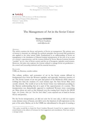The Management of Art in the Soviet Union1