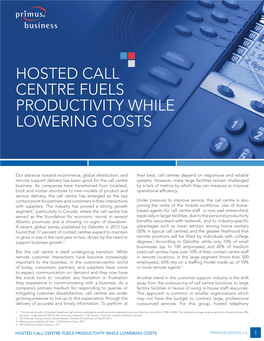 Hosted Call Centre Fuels Productivity While Lowering Costs