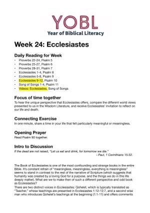 Week 24: Ecclesiastes