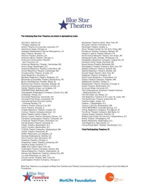 The Following Blue Star Theatres Are Listed in Alphabetical Order