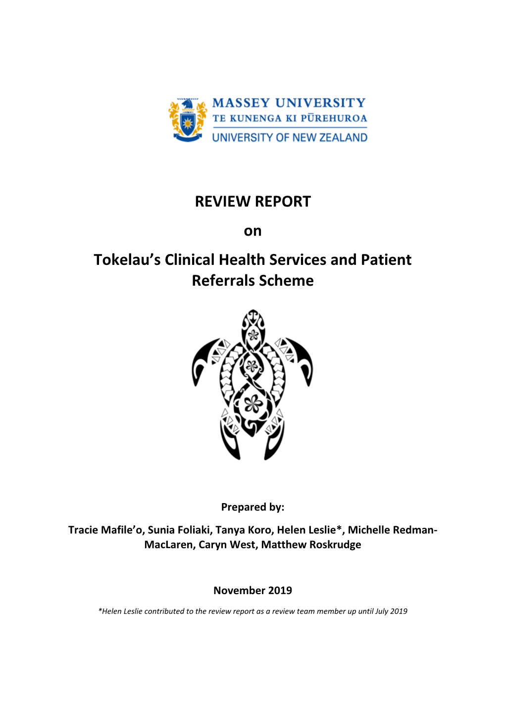 REVIEW REPORT on Tokelau's Clinical Health Services and Patient