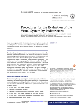 Procedures for the Evaluation of the Visual System by Pediatricians Sean P