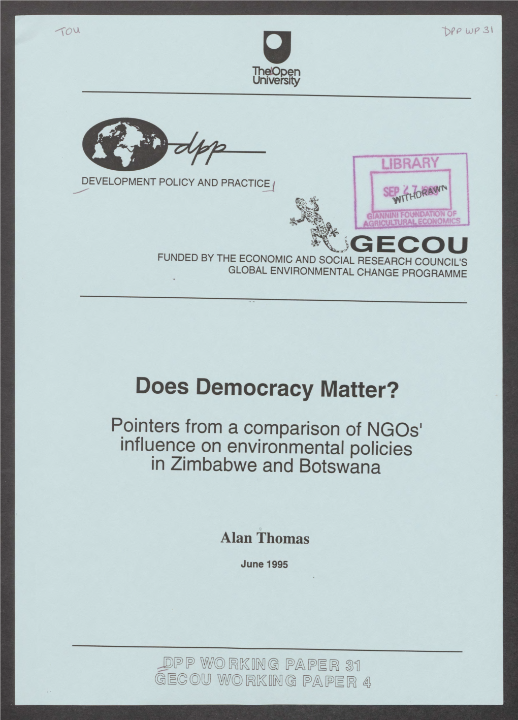 2GECOU Does Democracy Matter?