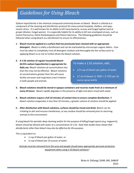 Cleaning & Disinfection 101 Guidelines for Using Bleach