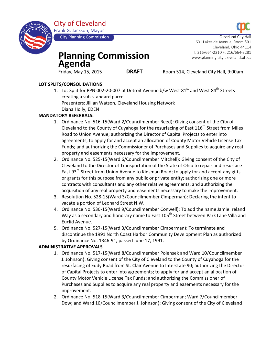 Planning Commission Agenda