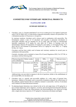 Clavulanic-Acid-Summary-Report-2-Committee-Veterinary-Medicinal-Products En.Pdf