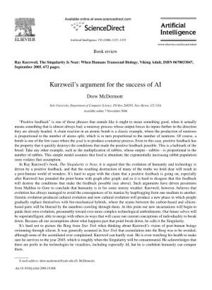 Kurzweil's Argument for the Success of AI