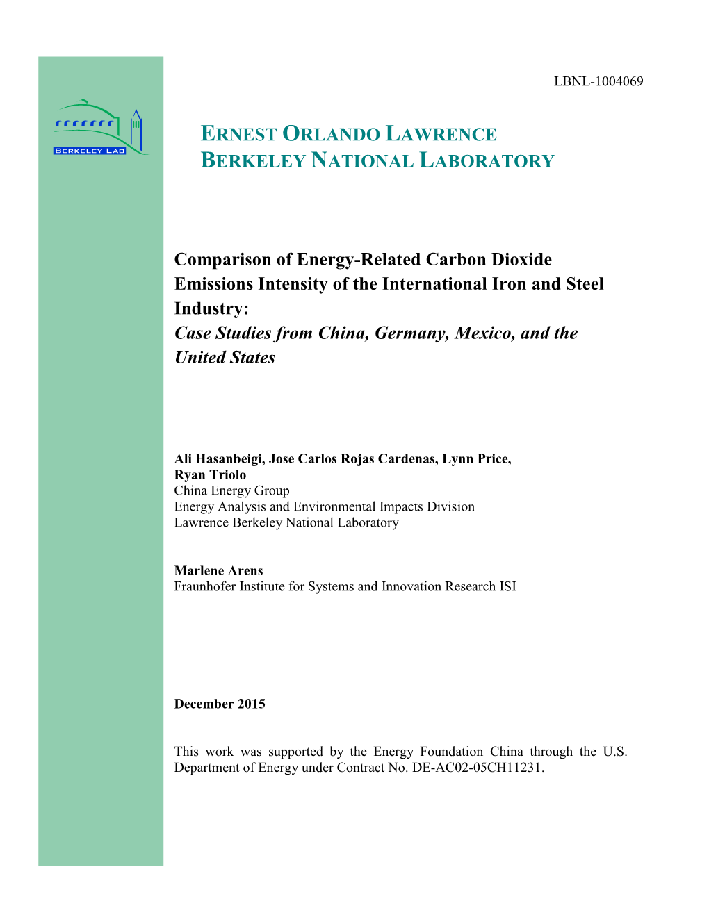 Comparison of Energy-Related Carbon Dioxide Emissions Intensity