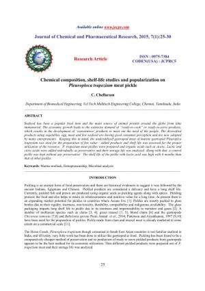 25-30 Research Article Chemical Composition, Shelf-Life Studies
